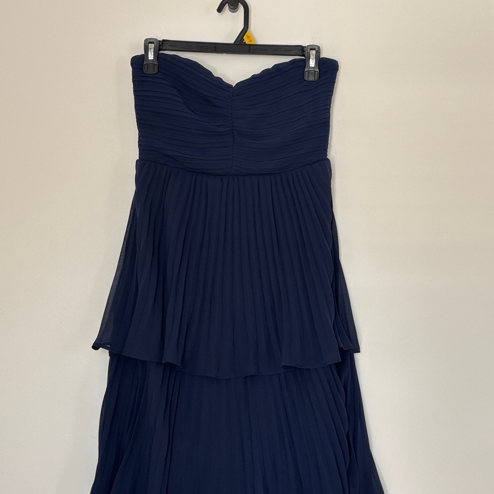 Lulus Seriously Sensational Navy Blue Strapless Tiered Pleated Maxi Dress small - Picture 6 of 11